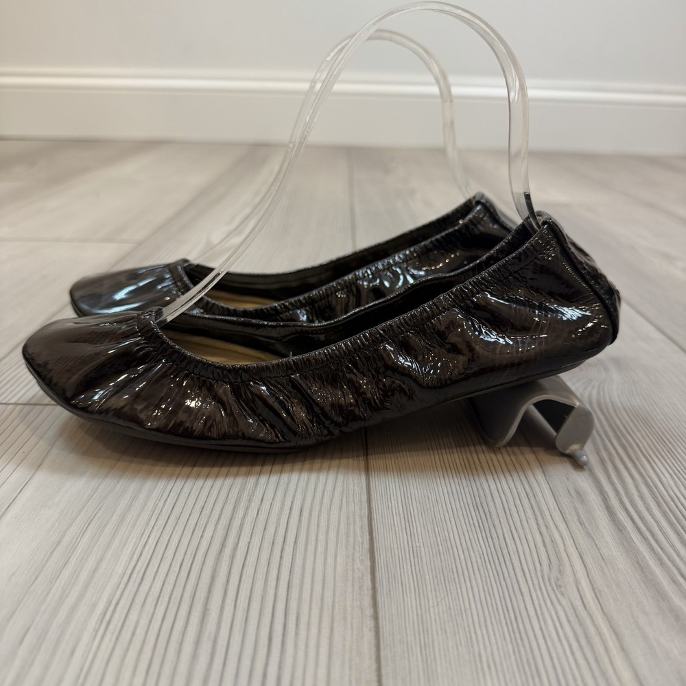 NEW The Storehouse Flats Womens 8 Foldable Leather Ballet Shoes Black Oil